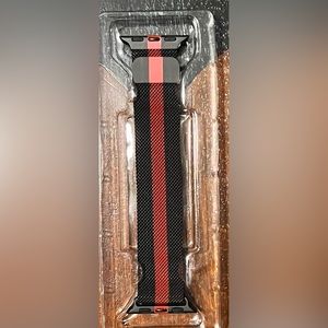 The High-End Smart Watch Band 38/40 mm Compatible w Apple, Black w Red Stripe